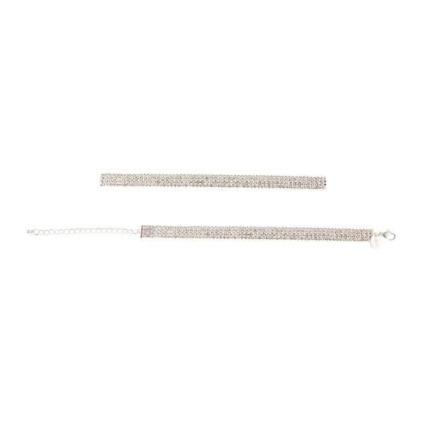 Four Row Diamante Choker & Bracelet Set