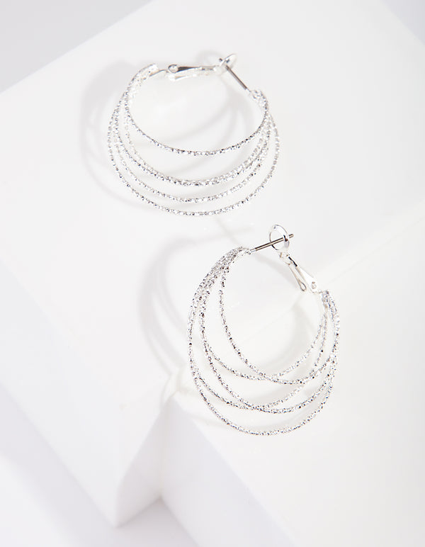 Silver Multi Ring Hoop Earrings