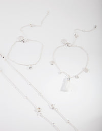 Silver Crystal Tassel Bracelet & Anklet Set - link has visual effect only