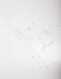 Silver Crystal Tassel Bracelet & Anklet Set - link has visual effect only