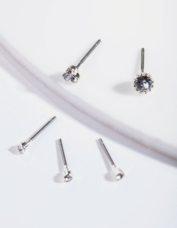 Silver Fine Stud Earring Pack