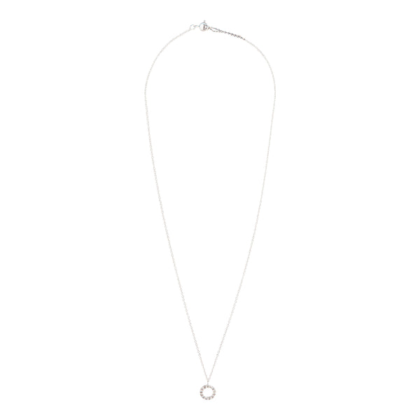 Sterling Silver Circle Diamante Pendant Necklace