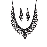 Black Decorative Cup Chain Earrings Necklace Set - link has visual effect only