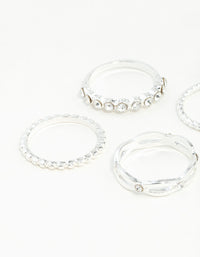 Silver Diamond Cut Twist Ring 8-Pack - link has visual effect only