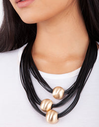 Gold Bead Wax Strand Triple Necklace - link has visual effect only