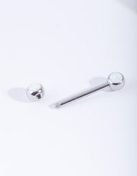 Surgical Steel Synthetic Opal Nipple Bar - link has visual effect only