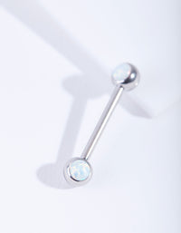 Surgical Steel Synthetic Opal Nipple Bar - link has visual effect only