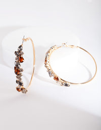 Gold Neutral Stone Cluster Hoop Earrings - link has visual effect only