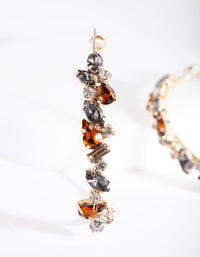 Gold Neutral Stone Cluster Hoop Earrings - link has visual effect only