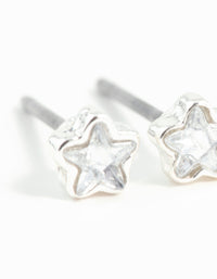 Silver Micro Star Stud Diamante Earrings - link has visual effect only