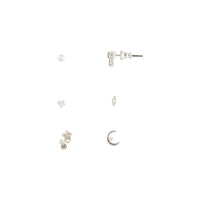 Silver Synthetic Opal Moon Stud Earring Pack - link has visual effect only