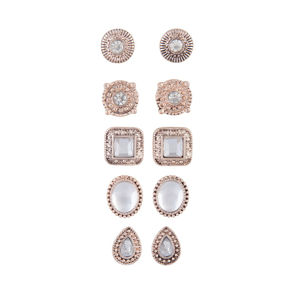 Rose Gold Art Deco Clip-On Earring 5-Pack