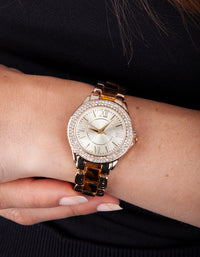 Luxe Gold Tortoiseshell Watch - link has visual effect only