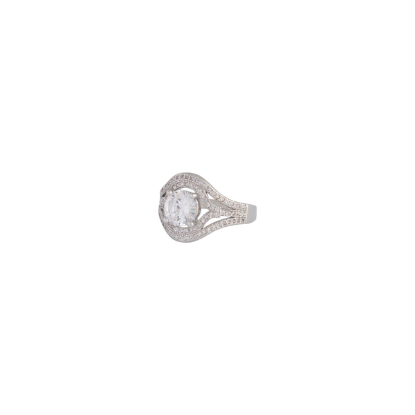 Silver Cubic Zirconia Wide Ring