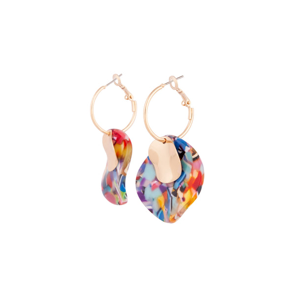 Gold Rainbow Wave Acrylic Hoop Earrings