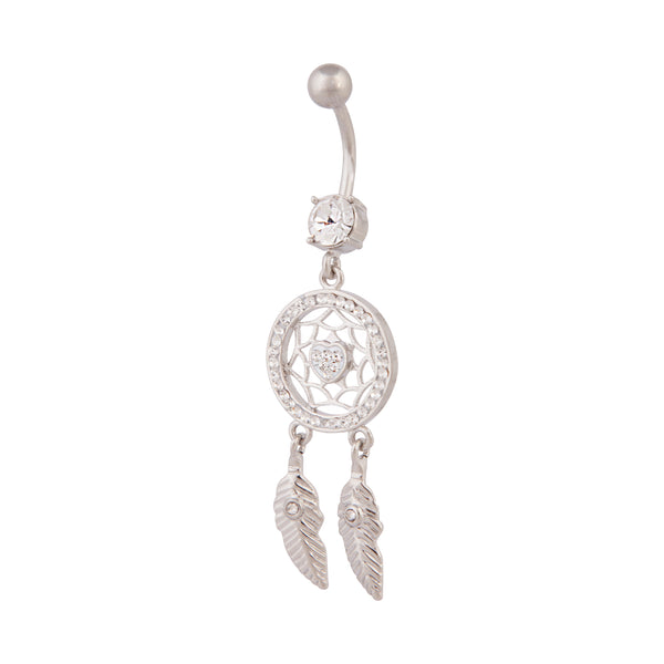 Surgical Steel Diamante Dreamcatcher Belly Bar