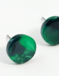 Green Resin Mini Circle Stud Earrings - link has visual effect only