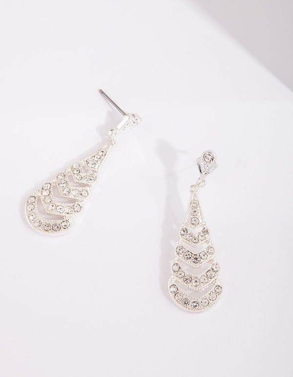 Silver Diamante Tier Mini Earrings