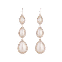 Silver White Graduating Pearl Drop Earring - link has visual effect only