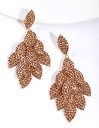 Gold Diamante Leaf Earrings - link has visual effect only