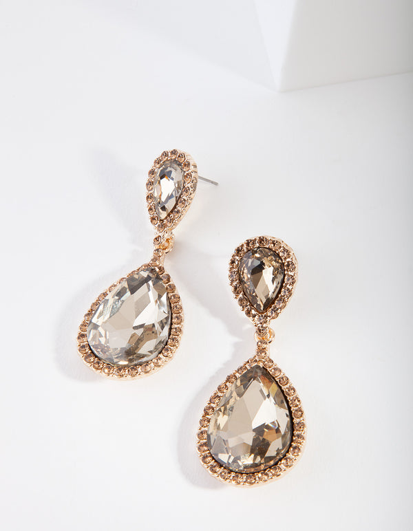 Gold Large Angelina Drop Earrings