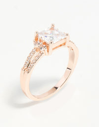 Rose Gold Double Band Cubic Zirconia Ring - link has visual effect only