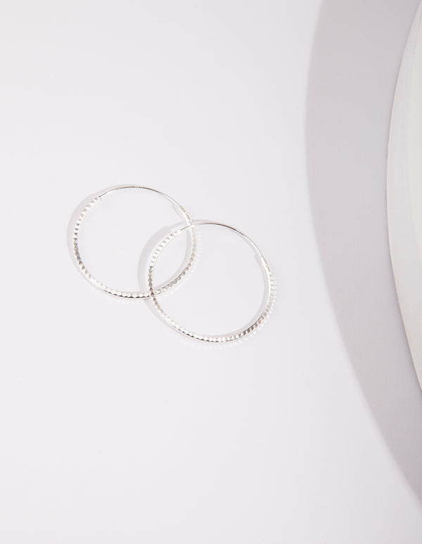 Sterling Silver 25mm Texture Hoop Earrings