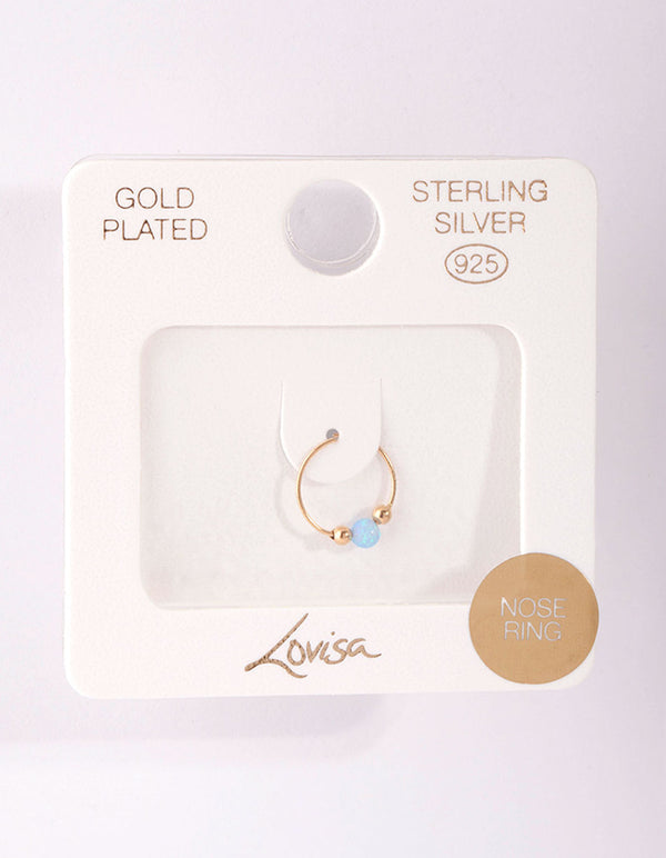 Gold Plated Sterling Silver Synthetic Opal Nose Ring