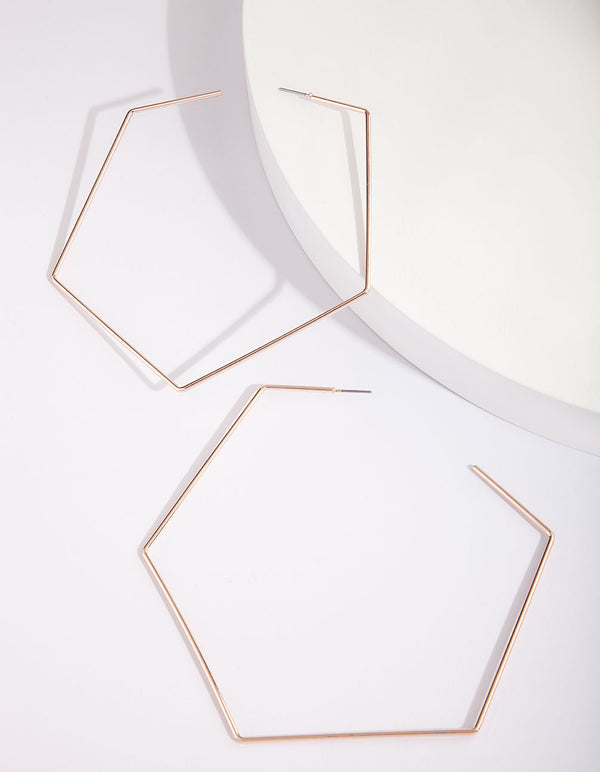 Rose Gold Geometric Oversized Hoop Earrings