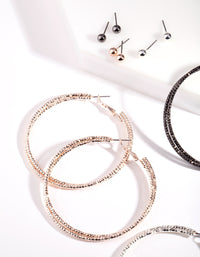 Mixed Metal Texture Cut Hoop Earring 6-Pack - link has visual effect only