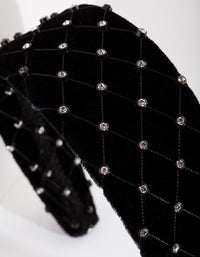 Black Velvet Diamante Net Headband - link has visual effect only