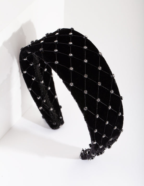 Black Velvet Diamante Net Headband