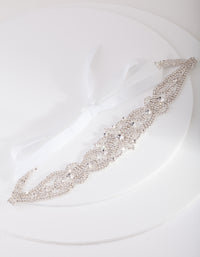 Diamante Silver White Sash Headband - link has visual effect only