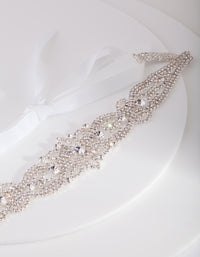 Diamante Silver White Sash Headband - link has visual effect only