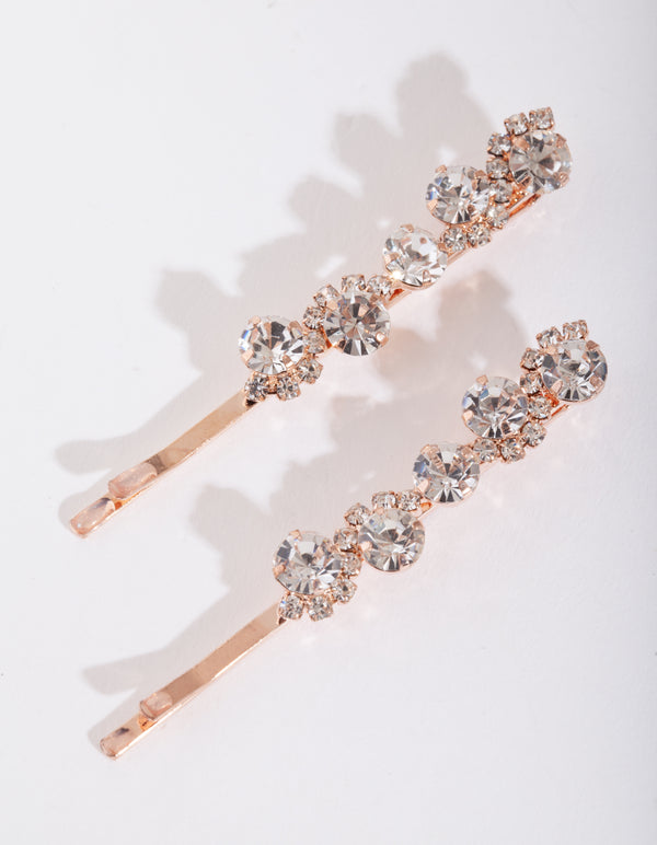 Rose Gold Crystal Hair Pin Pack