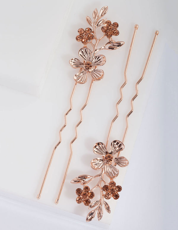 Rose Gold Flower Pins