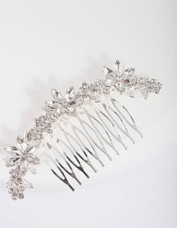 Silver Diamante Floral Comb - link has visual effect only