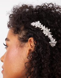 Silver Diamante Floral Comb - link has visual effect only