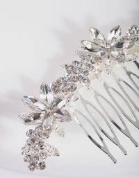 Silver Diamante Floral Comb - link has visual effect only