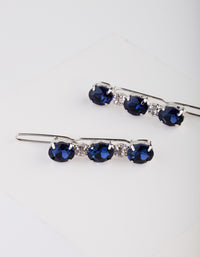 Blue Oval Stone Hair Clip Pack - link has visual effect only