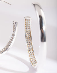 Silver Internal Diamante Hoop Earrings - link has visual effect only