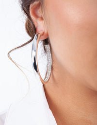 Silver Internal Diamante Hoop Earrings - link has visual effect only