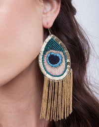 Peacock Chain Chandelier Earrings - link has visual effect only