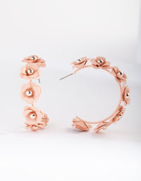 Pink Rose Gold Floral Hoop Earrings - link has visual effect only