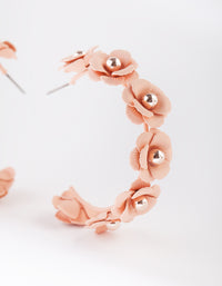 Pink Rose Gold Floral Hoop Earrings - link has visual effect only