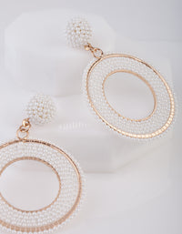 White Beaded Rose Gold Drop Earrings - link has visual effect only