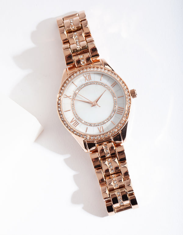 Rose Gold Pearl Face Watch