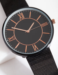 Black Metal Mesh Strap Watch - link has visual effect only