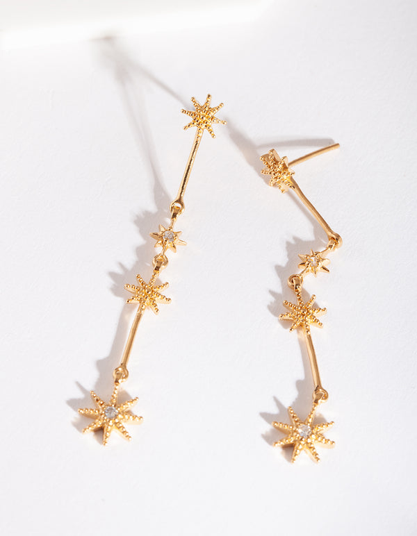 Gold Plated Sterling Silver Constellation Star Drop Earrings