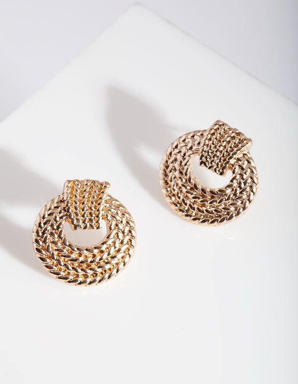 Gold Rope Stud Earrings